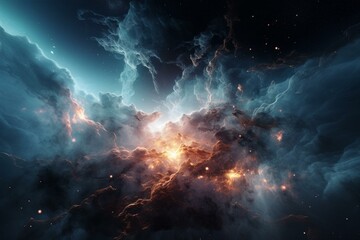 Obraz na płótnie Canvas Design of never-ending galactic nebula in outer space. Generative AI