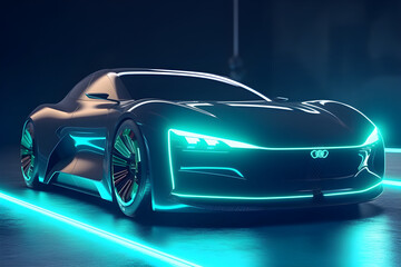 Obraz na płótnie Canvas Model future car. Green drive energy eco concept Generative AI