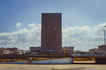 The Hermanos Hospital in front of the Malecon of Havana in Cuba