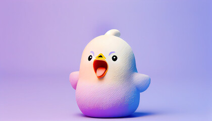 squawking chicken or squeaky toy are shouting and copy space pastel background. Generative AI illustration