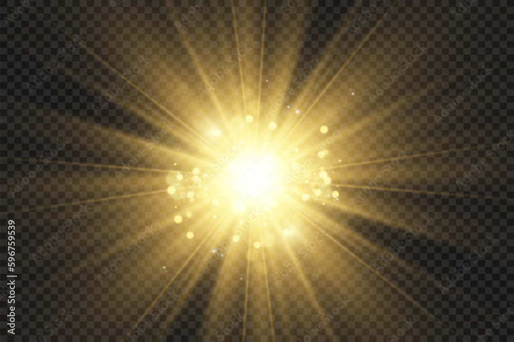 Poster special lens flash, light effect. the flash flashes rays and searchlight. illust.white glowing light
