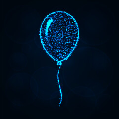 Balloon silhouette of lights on dark background