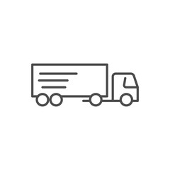 Truck related vector linear icon. Delivery truck. Freight transport. Vector outline illustration Isolated on white background. Editable stroke
