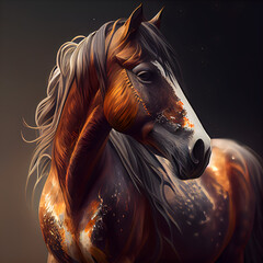 Obraz na płótnie Canvas Horse portrait with fire on its mane. Digital painting.