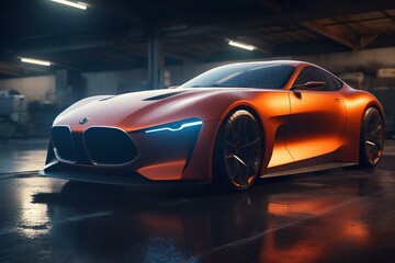 Fototapeta na wymiar 3D rendering of original car design, studying tech for new car development. Generative AI