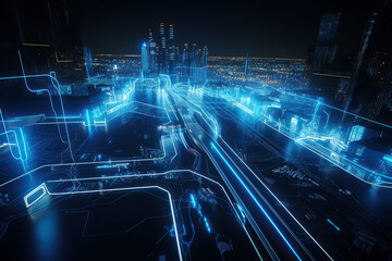 Ai generated illustration of  IT roadmap modern technology and innovative processes, networking and big data