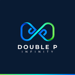Letter P Infinity Logo design and Blue Green Gradient Colorful symbol for Business Company Branding and Corporate Identity
