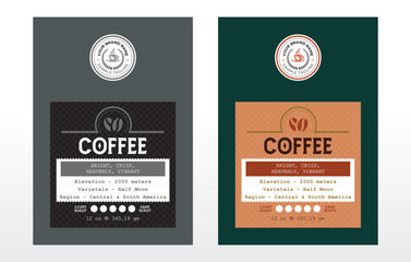 Fototapeta na wymiar Premium coffee label design collection, coffee blend labels editable file, Coffee pouch labels design. Black gold premium labels. Modern graphic label for coffee packaging designs.