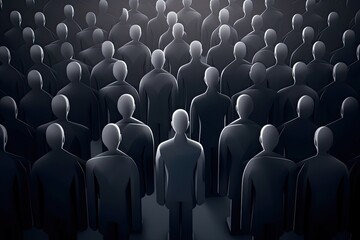 Crowd of dark silhouettes of people, hiring staff. Generative ai.