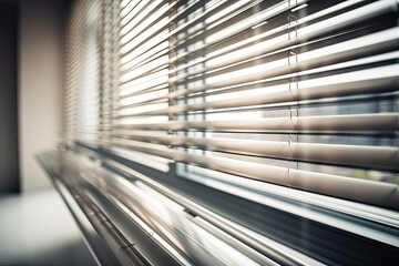 close-up of sleek, automated window blinds in motion, created with generative ai