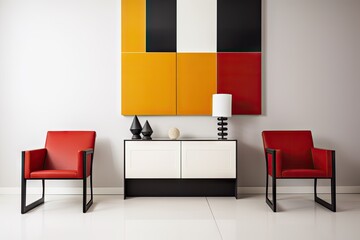 bold color blocks bring energy and life to a minimalist environment, with clean lines and pared-down decor, created with generative ai