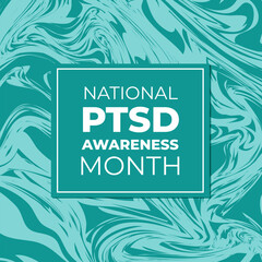 National PTSD Awareness Month banner. Post Traumatic Stress Disorder. Annual event in USA in June. Vector illustration