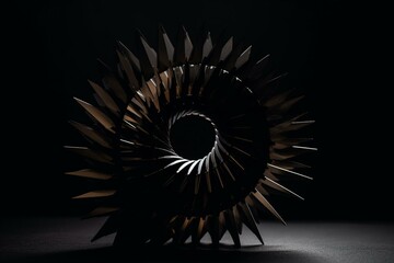 A dark, rotating shape resembling a pinwheel. Generative AI
