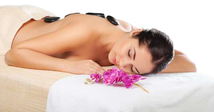 Young attractive woman getting spa massage