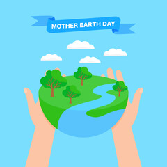 Mother Earth Day composition with the planet in hands