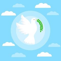 Peace Day composition with flat white dove