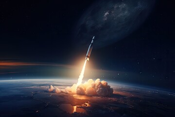 rocket launches in series, with each launch separated by just seconds, created with generative ai