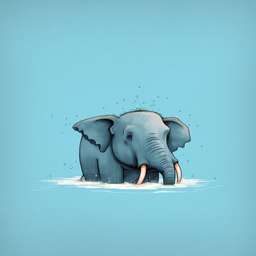 elephant bathing, Generative AI