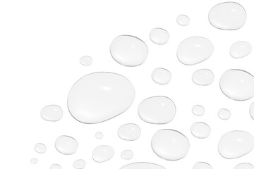 Drops of transparent gel or water in different sizes. PNG - obrazy, fototapety, plakaty