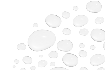 Drops of transparent gel or water in different sizes. PNG