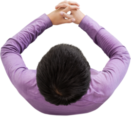 Business man siting and working view top