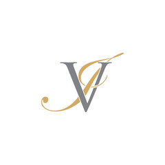Fototapeta premium VJ, JV or IV, VI Letters Logo Icon 010