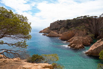 Fototapeta premium Corners of the Costa Brava, paradise of relaxation, sea, rock, swimming and sun.