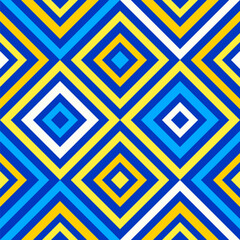 Fototapeta premium Abstract geometry, crazy colorful lines in blue and yellow colors, diamond shapes geo pattern.