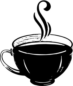 black coffee cup steaming clip art preview