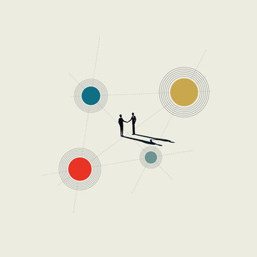 Vector illustration of two businessmen shaking hands, symbolizing a successful deal, negotiation or hiring a candidate