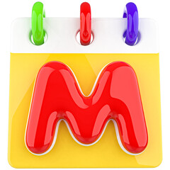 Letters M Alphabet with 3d Calendar Icon