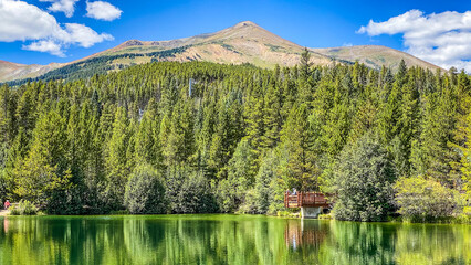 Sawmill Reservoir reflections in the mountains in Breckenridge Colorado