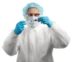 Medical healthcare technologist holding COVID-19 vaccine