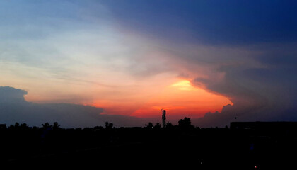 sunset over the city