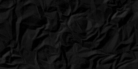 Black fabric texture and Crumpled black paper. Textured crumpled black paper background.	
