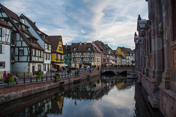 Streets of Colmar city, Alsace, France, Europe. Colorful half timbered houses.  - obrazy, fototapety, plakaty