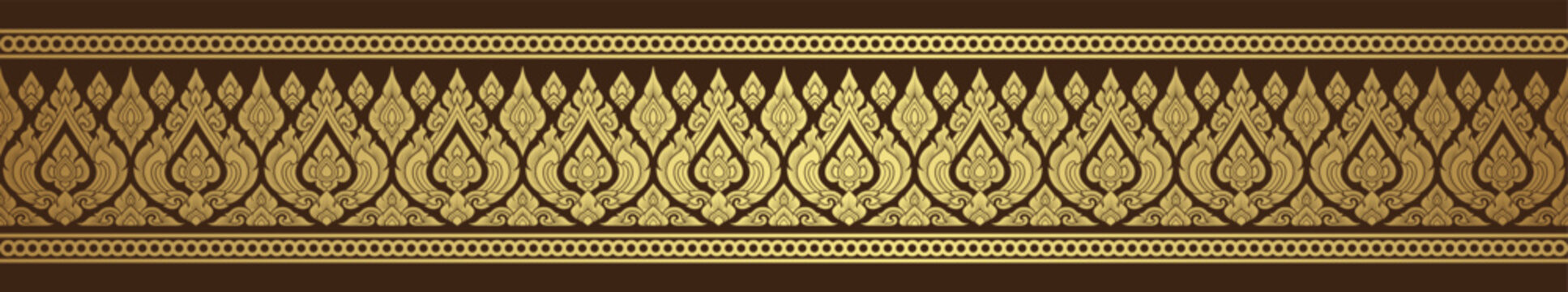 Gold thai art, buddhism temple element and background pattern decoration motifs for pillar pattern