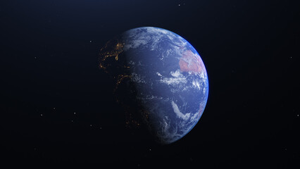 High Resolution Planet Earth view. The World Globe from Space in a star field showing the terrain and clouds. Elements of this image are furnished by NASA.