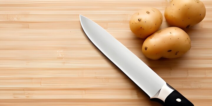 This picture depicts a knife resting on a cutting board alongside various vegetables, suggesting the preparation of a meal.