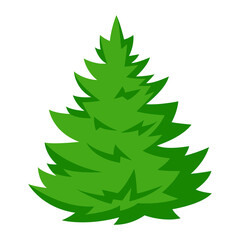 Illustration of fir tree. Forest or park landscape element. Seasonal image.