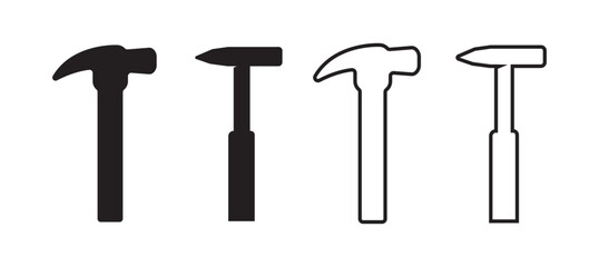 Hammer icon. Black and minimalist icon isolated on white background