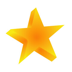 Golden Star 3D Icon. Transparent background. Vector Illustration.
