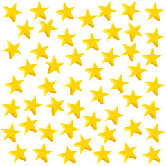 Yellow Seamless Sattern with 3D Stars. Transparent background. Vector Illustration.
