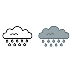 Rainy cloud icons. Vector Weather Icons. Cloudy Rainy Weather