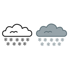 Snow cloud icons. Vector Weather Icons. Cloudy Snowy Weather