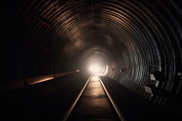 Tunnel and train tracks illustration. Generative AI