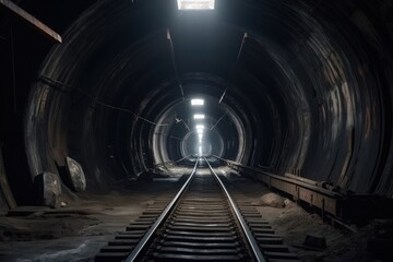 Obraz na płótnie Canvas Tunnel and train tracks illustration. Generative AI