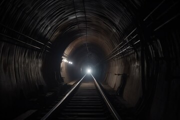 Fototapeta na wymiar Tunnel and train tracks illustration. Generative AI