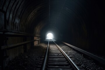 Fototapeta na wymiar Tunnel and train tracks illustration. Generative AI