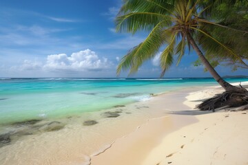 Fototapeta na wymiar Shoreline Serenity: Palms by the Sea